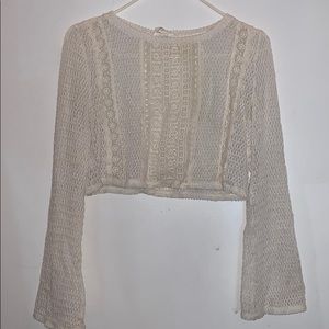 Cream Lace Cropped Sweater/Shirt